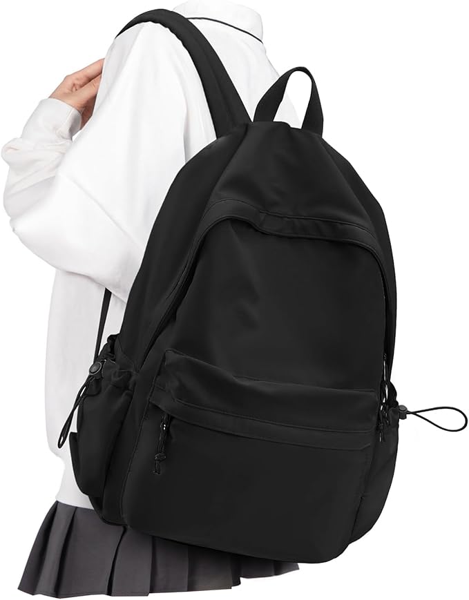 VECAVE School Backpack Black Waterproof Bookbag Casual Lightweight Travel Rucksack Daypack Backpacks for Men Women College...