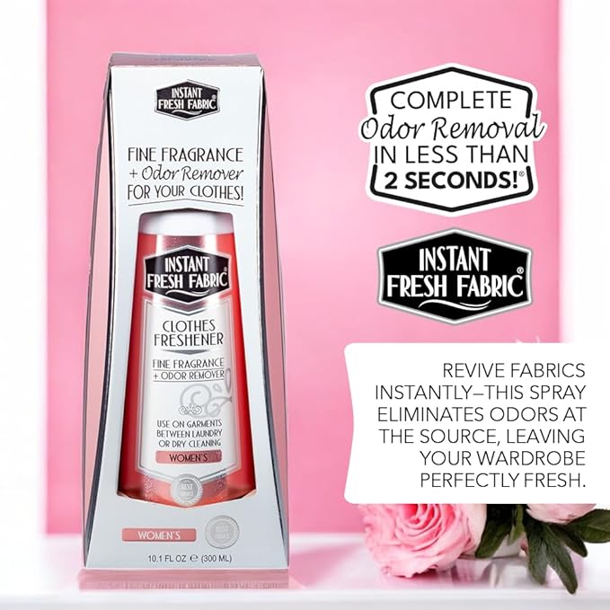 Premium CLOTHES FRESHENER for Women Fabric Spray Keeps Clothes Fresh, Odor Remover Fabric Refresher Spray Extends Garment Life, Linen Spray for Bedding Eco-Friendly, 6.76 oz – INSTANT FRESH FABRIC
