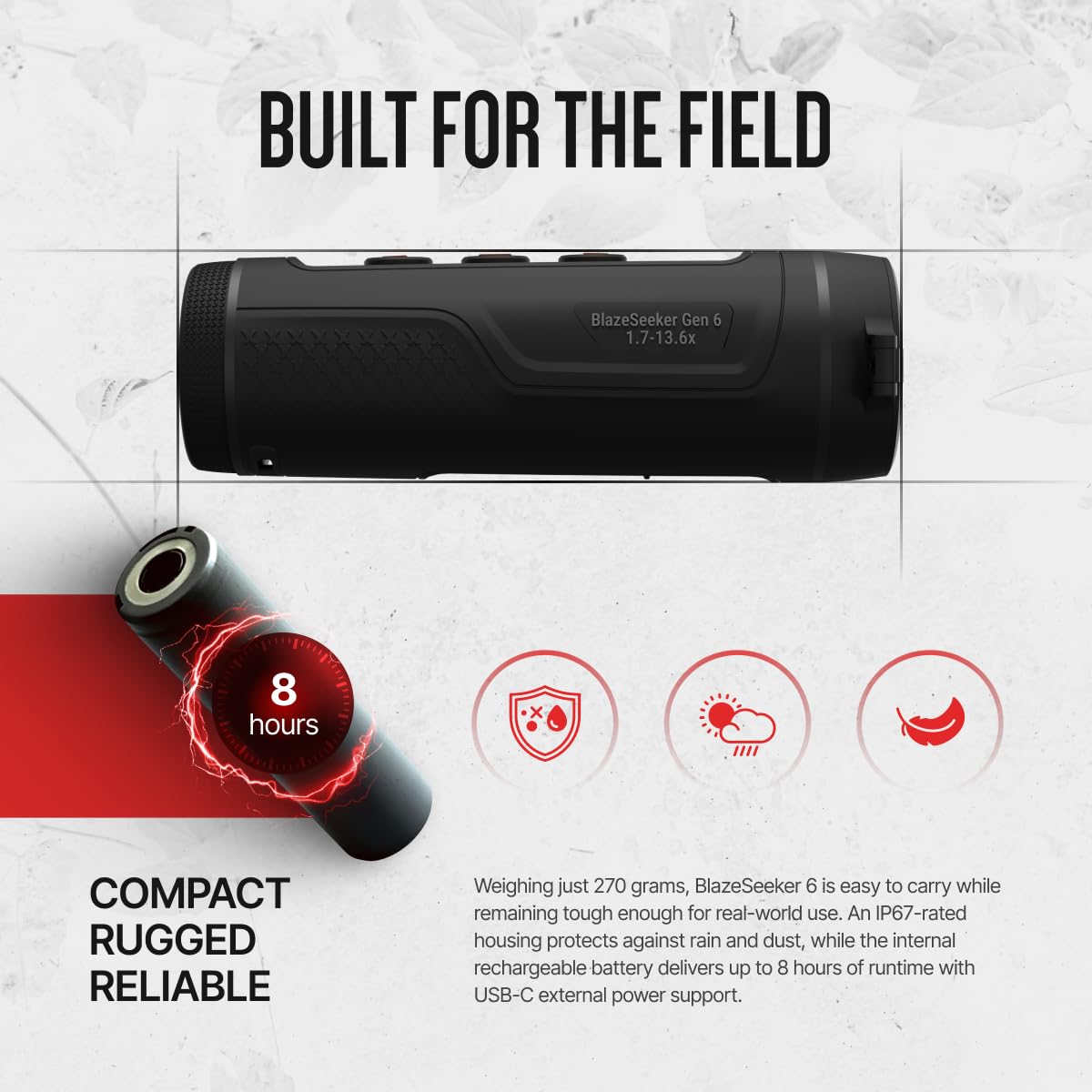 ATN BlazeTrek 6 Thermal Monocular, 6th Gen Thermal Engine, 384/640 Resolution, SharpIR AI, 50Hz, IP67, WiFi & Recording (640x512 Sensor, 14, x)