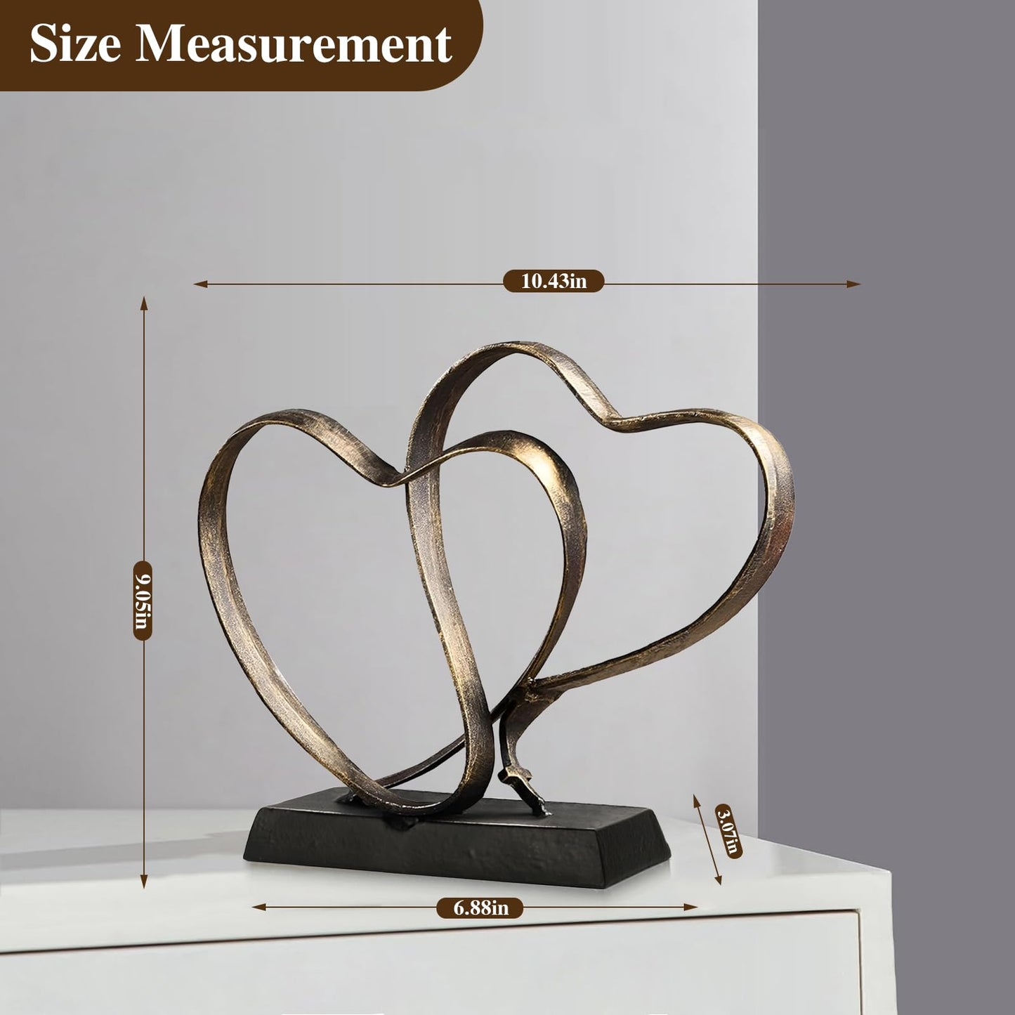 ysnn Anniversary Wedding Gifts for Couple Her Iron Heart Sculpture Religion Decor 1st to 60th Valentines Day Gift for Wife Husband Includes Present Box and Poem Card