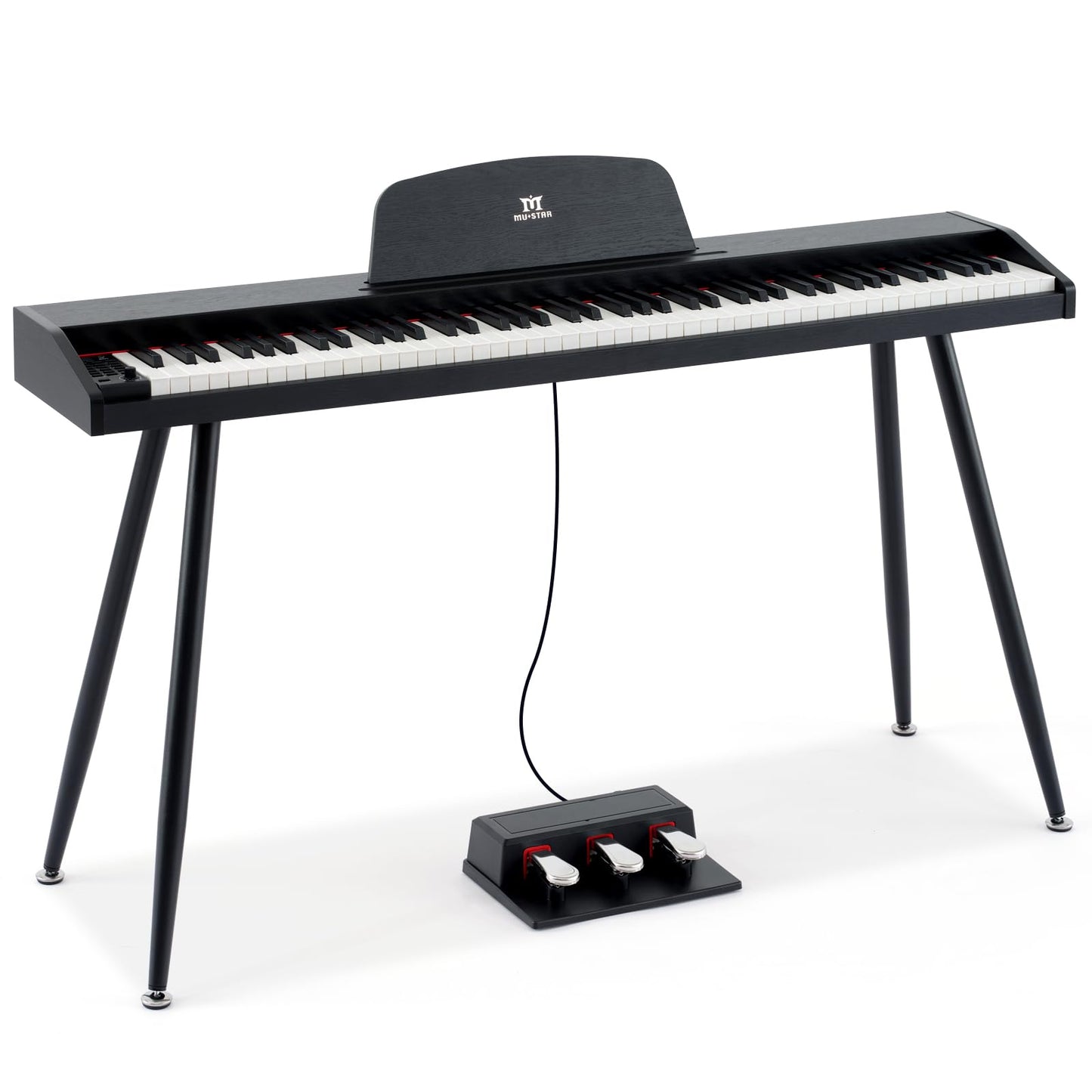 MUSTAR 88 Key Piano Keyboard for Beginners, Semi Weighted Electric Piano Keyboard 88 Keys, Portable Digital Piano 88 Key Weighted with 3-Pedal Unit, Built-In Speakers, USB/MIDI Connecting (Black)