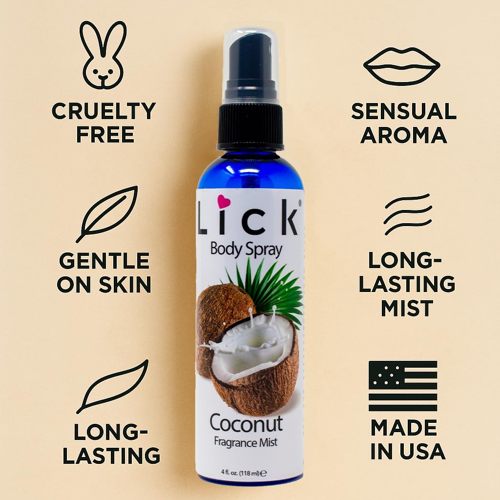 LICK Coconut Scented Body Spray - Creamy Fragrance Mist for Daily Refresh - 4 fl oz