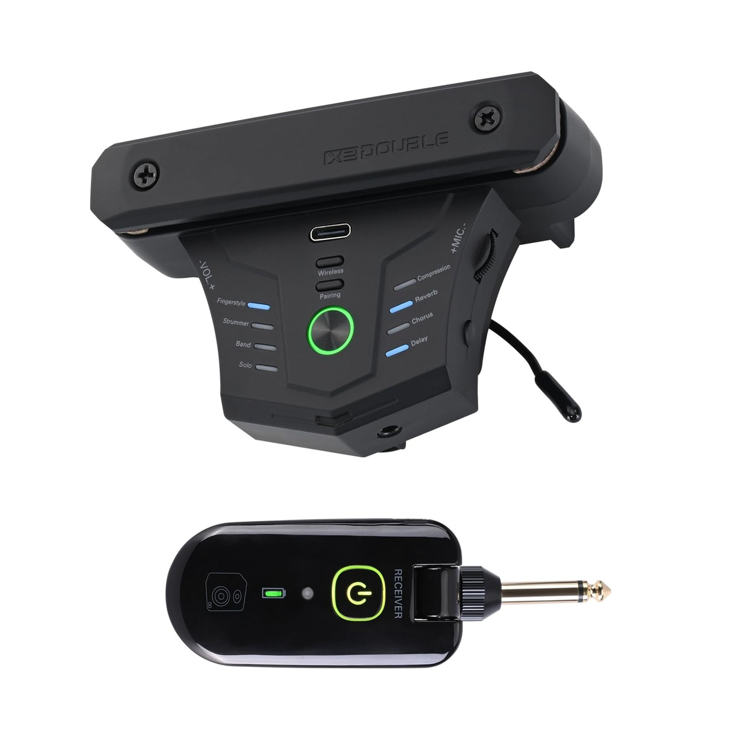 Wireless Acoustic Guitar Pickup Resonance Preamp Pickup Creative Vibration System Enhance Guitar Timbre Built-in Rechargeable Ba