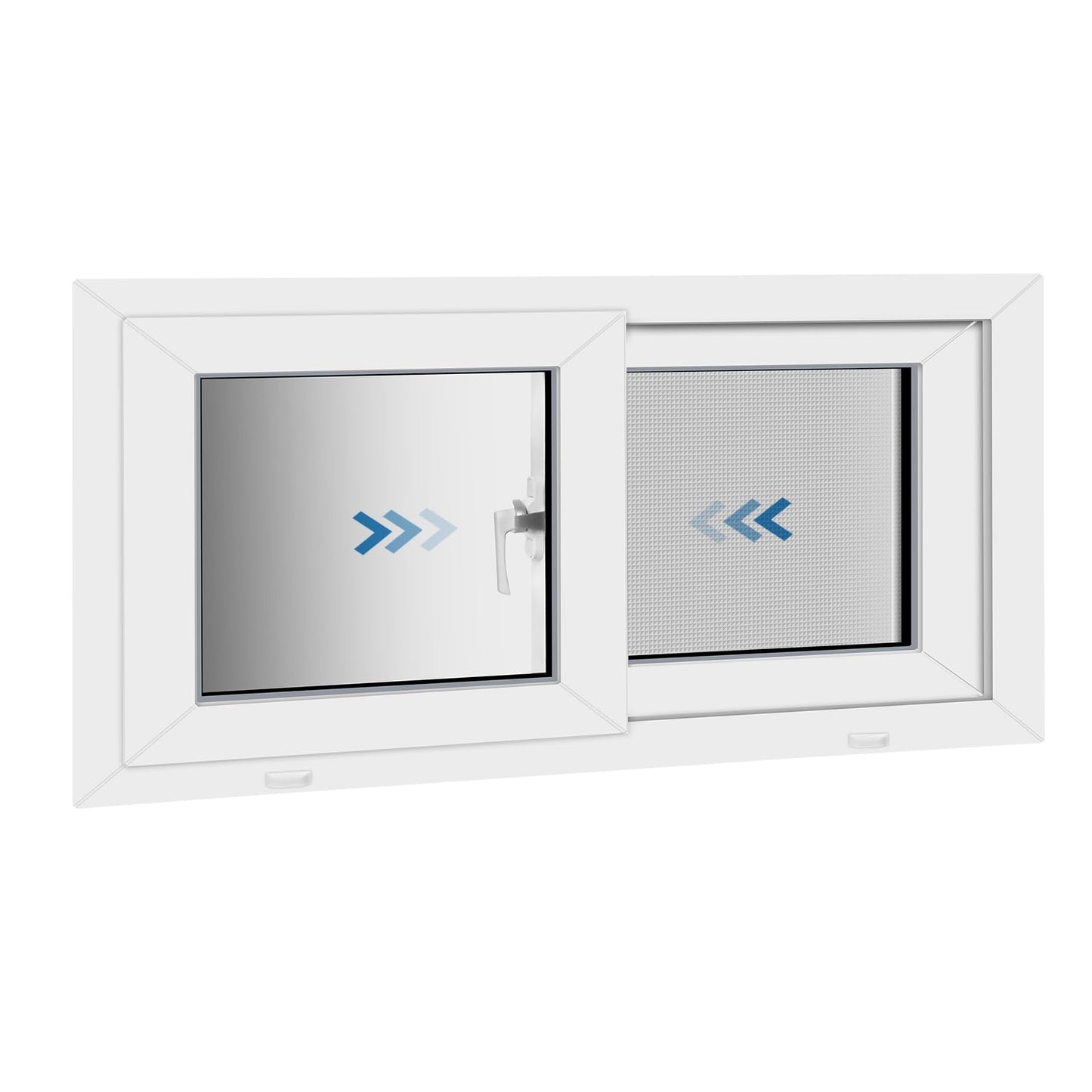 NOOTA Vinyl Basement Window,32" x 14"(14"&16"&18"&20"), Basement Sliding Window with Double Glazing,Sliding Windows with Screen Windows，White
