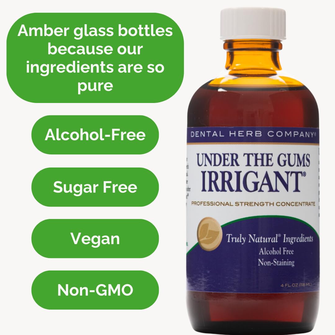 Under The Gums Irrigant Solution – Alcohol-Free, Vegan Herbal Solution for Water Flossers & Oral Irrigators – Supports Gum Health Naturally - (45 Day Supply) by Dental Herb Company