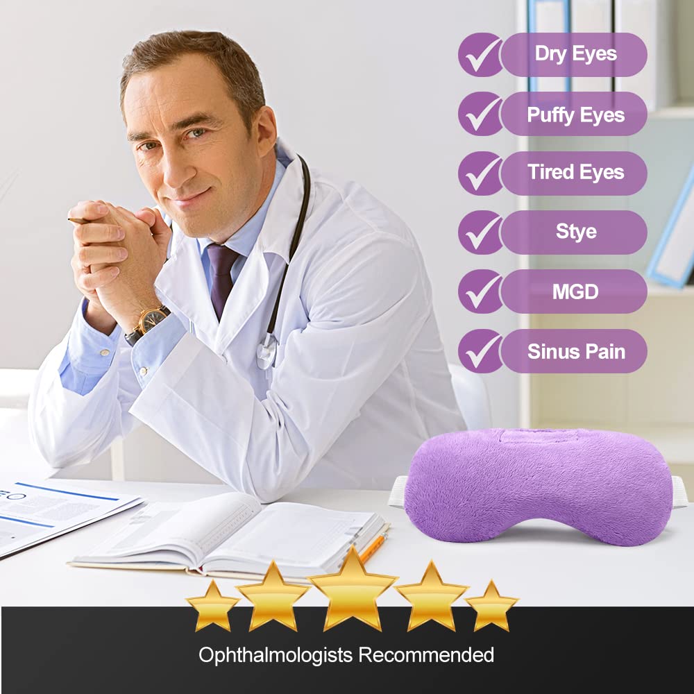 Umisleep Lavender Eye Mask, Aromatherapy Weighted Sleep Mask for Dry Eyes Men Women, Microwave Heated Hot Therapy Eye Cover Moist Compression Pain Relief, Pillow for Puffy Eyes, Sinus Pain, Purple