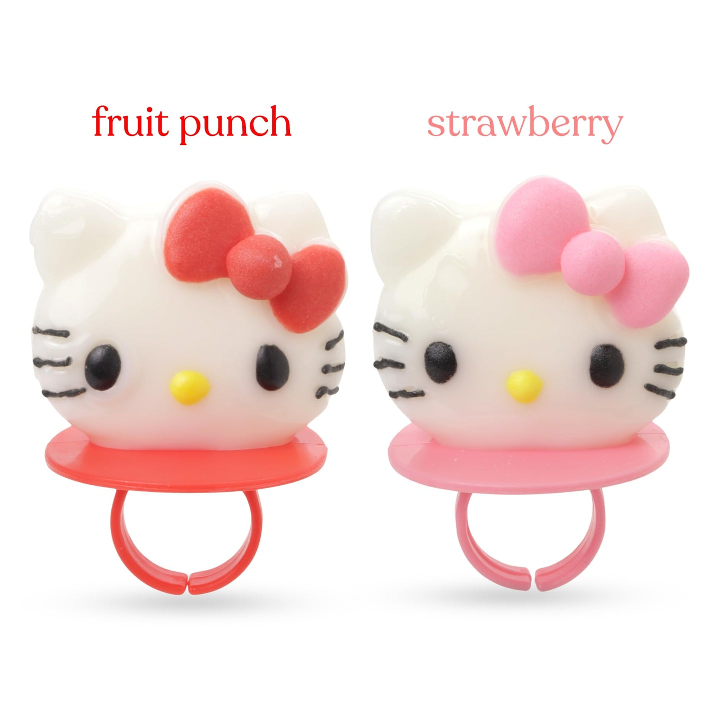 Galerie Hello Kitty Lollipop Rings, Strawberry and Fruit Punch Flavored, Individually Wrapped Candy Basket Fillers Box of 18