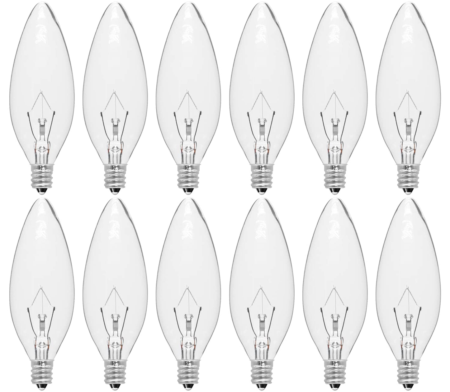 CYLYT 12-Pack E12 Candelabra Light Bulbs 40W Warm White 2500K, 380 Lumen Chandelier Light Bulb for Ceiling Fan, Indoor or Outdoor, B10 Clear Incandescent Candle Bulbs, Dimmable