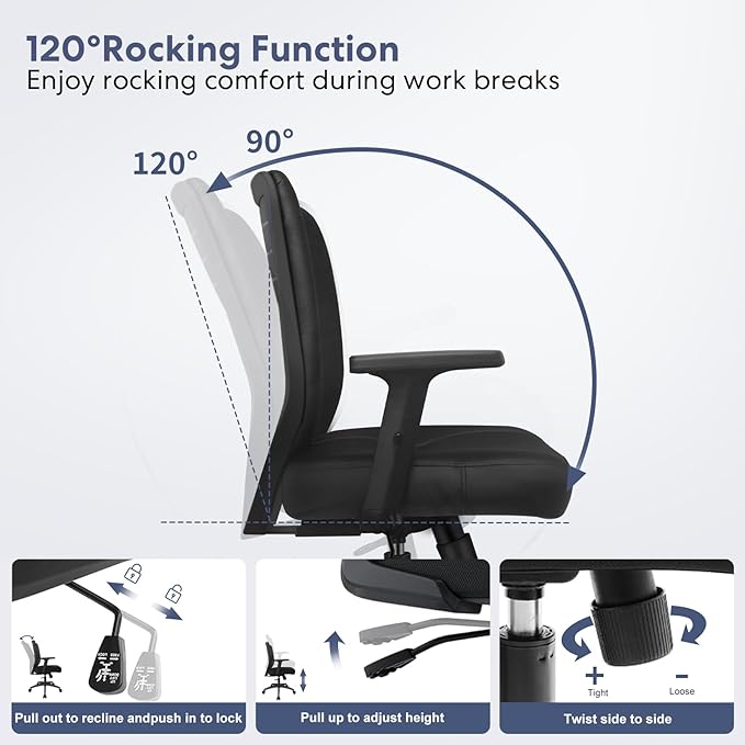 Schwake Office Chair Home Office Desk Chair with Adjustable Arms - Mid Back Computer Chairs for Adults - Swivel Task Chair Comfortable for Home Office