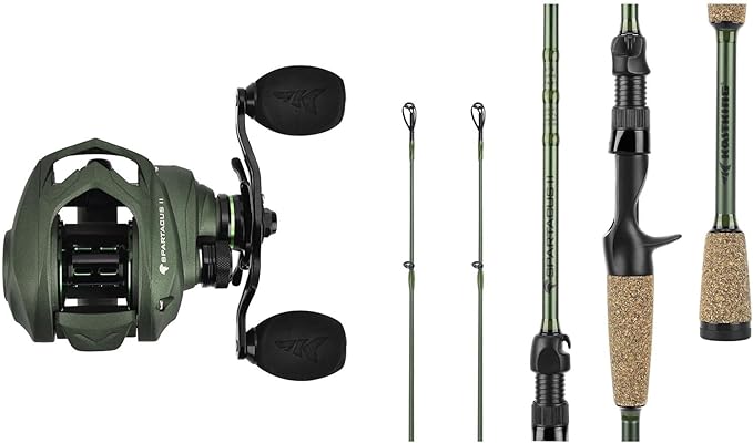 KastKing Spartacus II Rods and Combos, Cast - 7'10" - H Power, 7.2:1 Gear Ratio, Stryker Green,Right Handed