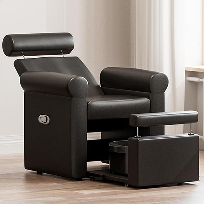 Icoget Professional Pedicure Chair No Plumbing, Reclining Pedicure Station Pipeless with Retractable Base and Adjustable Legrest Used in Salons, Home, Waterproof Foot Spa Chairs