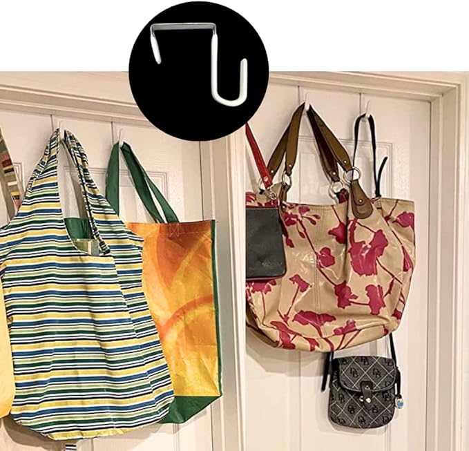 Evelots Over The Door Hooks - 2 Pack - Hangers for Clothes, Towel, Coats, Hats, Handbags - Made of Rubber Coated Steel - Closet, Bathroom, Office