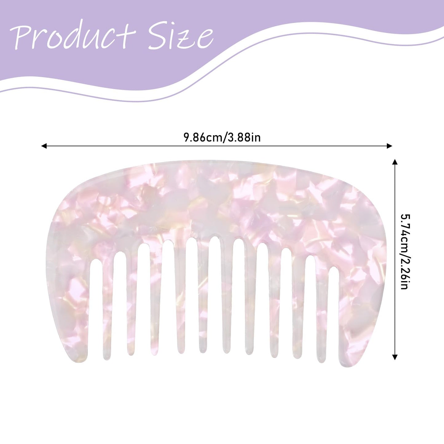 YUXIANLB 2pcs Travel Comb Mini Detangling Combs For Women Wide Tooth Combs Hairs Pocket Comb Anti-Static Small Acetate Hair Deta