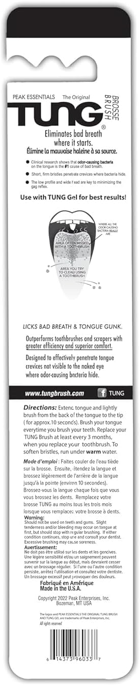 Tung Brush Tongue Cleaner, Plastic Tung Scraper, Tongue Cleaning to Fight Bad Breath, Halitosis Defense, USA Made, 4-Pack