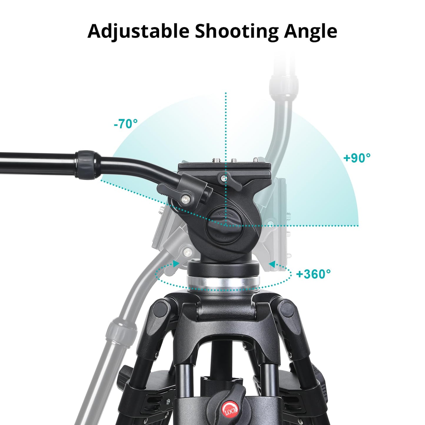 GVM 67" Video Tripod with Adjustable Damping Fluid Head, Metal Heavy Duty Dual-Mode QR Plate Compatible Flexible 360° Pan+90°/-75° Tilt, Max Load 22lb/10kg, for DSLR, Camcorders and Video Shooting