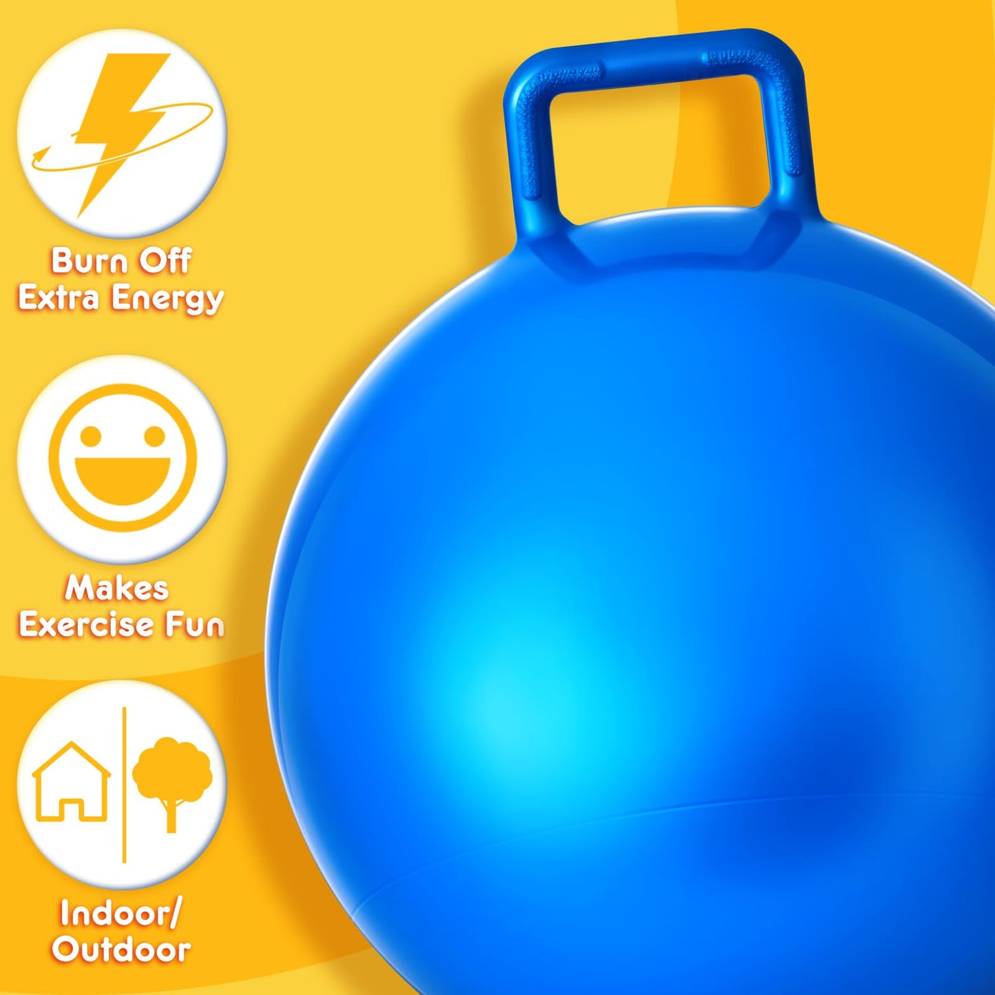 Meooeck 12 Pcs 29 Inch Hopper Ball with Handle and Air Pump Bouncy Jumping Hopper Ball for Field Day Games Outdoor Activities and Team Gaming Play