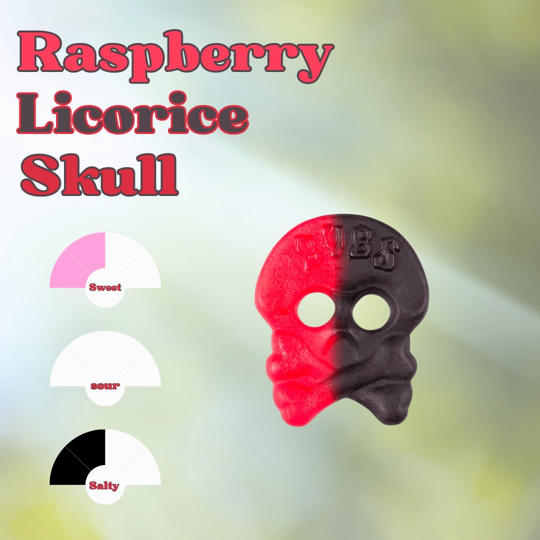 BUBS Skull Candy Mix – Dizzy Skulls, Giant Sour Skulls, Liquorice Raspberry Skulls & Foam Skulls, 1 LB Vegan Swedish Candy, Gummy Alternative, Sour Foam Sweets, TikTok Viral, Gluten-Free