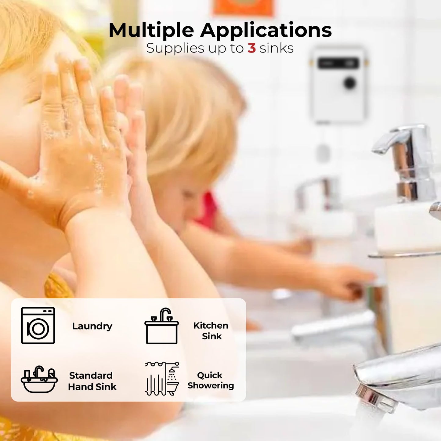 CAMPLUX Tankless Water Heater Electric 11kW 240 Volt, Point-of-Use Digital Display, Electric Instant Hot Water Heater with Self-modulating, Side Water Connection for Easier Installation, White