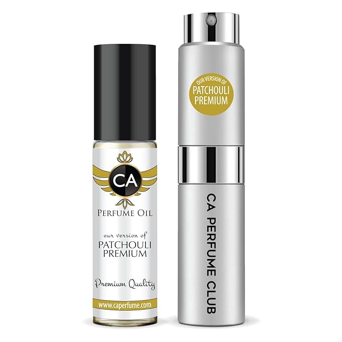 CA Perfume Duo Impression of Patchouli Premium For Women And Men Perfume Layering Set Long Lasting Travel Size EDP + Body Oil Roll-On Bottle 0.27 Fl Oz+0.33 Fl Oz