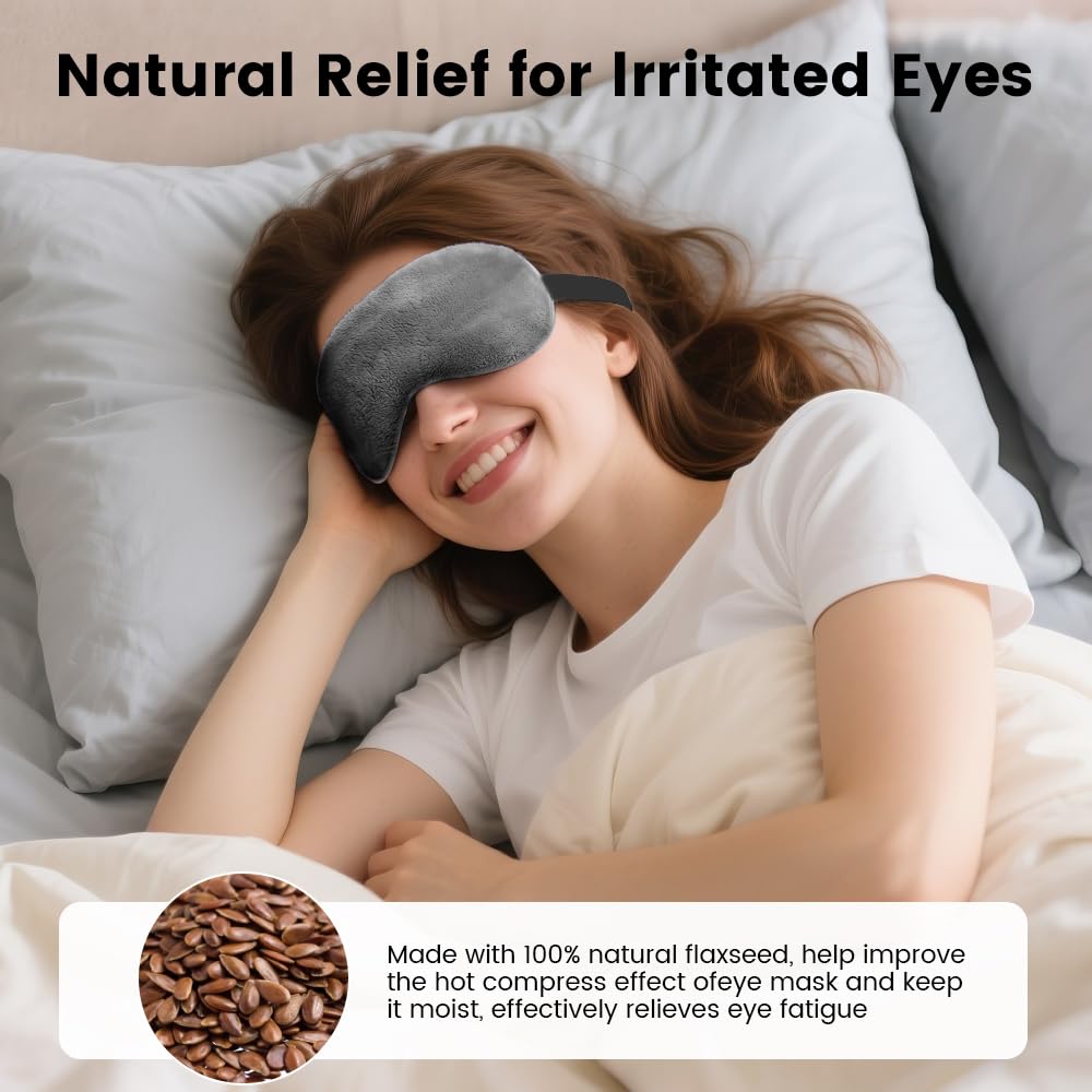 Microwave Heated Eye Mask, Steam Warm Compress for Dry Eyes, Work with Relieve, Blepharitis & Stye Treatment (Gray)