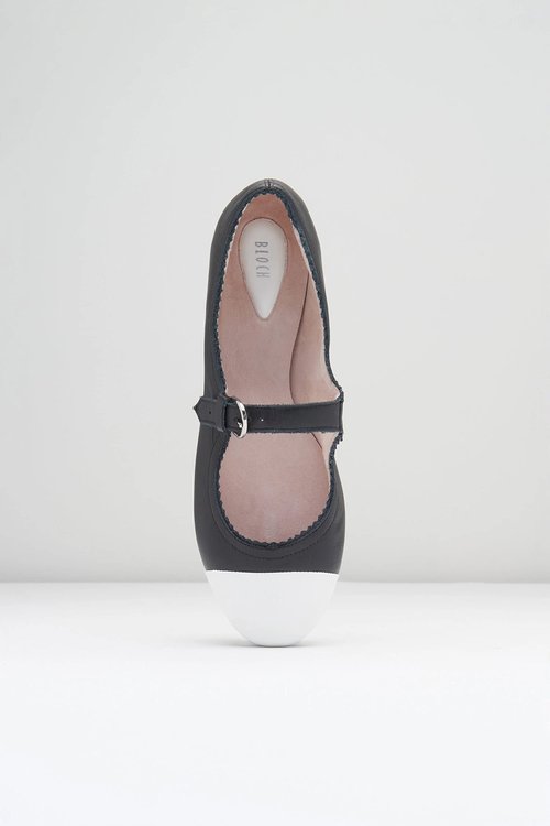 Bloch Women's Cassiopeia Leather Fashion Ballerina Shoe, Black/White, EU 38 (US Women's 8) Medium