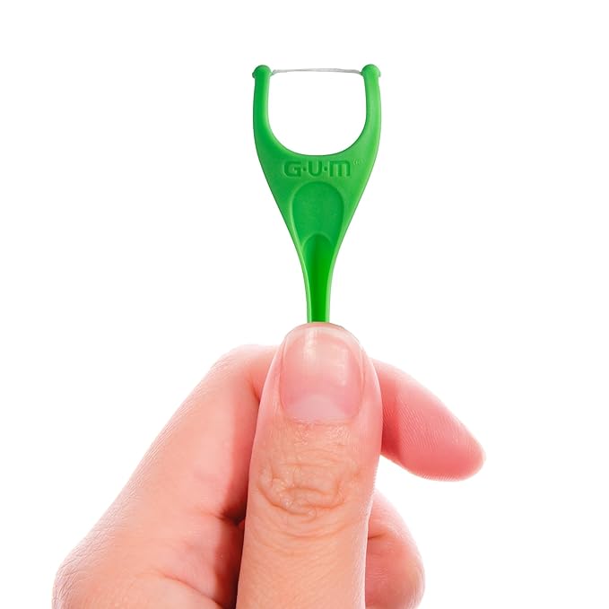 GUM Angled Floss Picks, Perfect for Tight Teeth, Extra Strong Shred-Resistant Dental Floss, Angled for Easy Reach, Dental Flossers for Adults, Fresh Mint Flavor, 75 Count (Pack of 4)