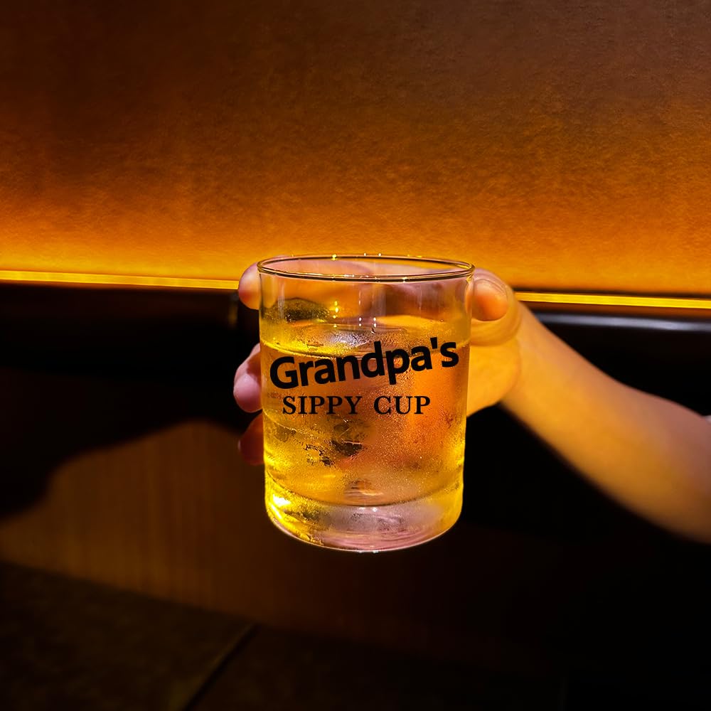QIMIUTB Grandparents Gifts,Grandparent's Sippy Cup Wine & Whiskey Glass Gift Set, Funny Gag Father's Day Mother's Day Birthday Christmas Thanksgiving Valentines Gift for Papa Dad Mom7