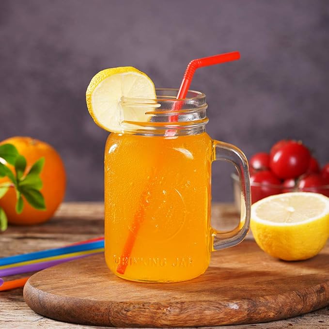 500 Pcs Colorful Flexible Disposable Plastic Drinking Straws.(0.23'' diameter and 7.7" long)