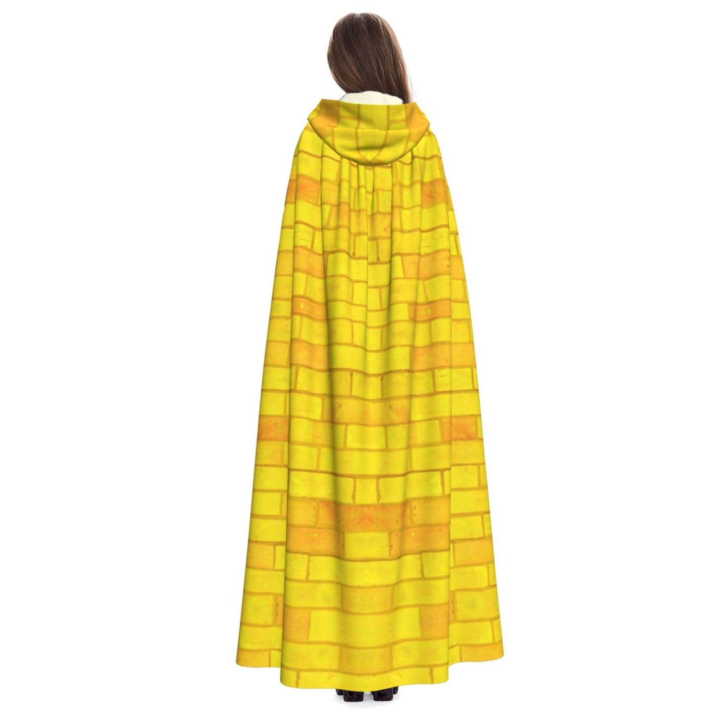 Aulwewd Brick Road of Yellow Halloween Hooded Cloaks Witch Robe Cloaks, Holiday Party Cosplay Costumes (Unisex)