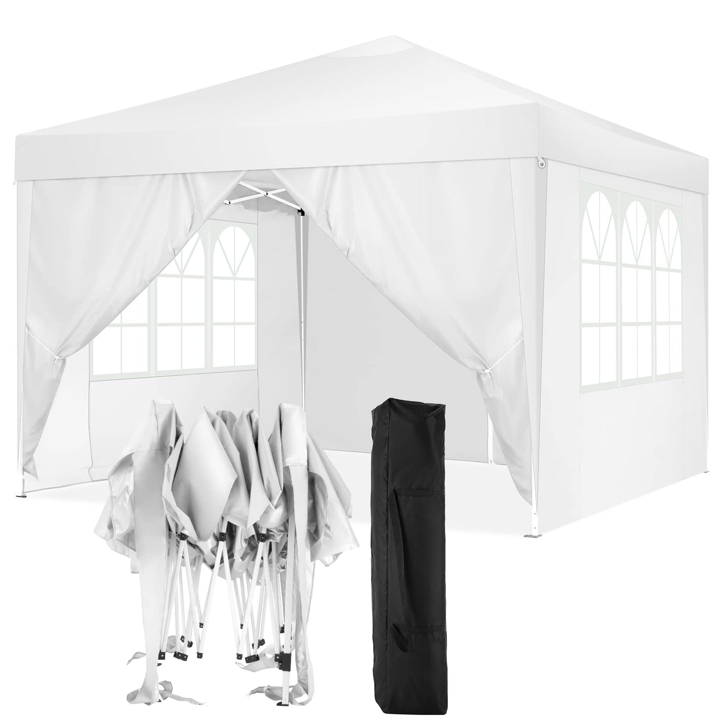 COBIZI Canopy 10x10 Pop Up Canopy Tent with 4 Sidewalls Party Tents for Parties Weddings Backyard Waterproof Canopy Outdoor Commercial Canopy Event Tent with Stakes, Ropes, White