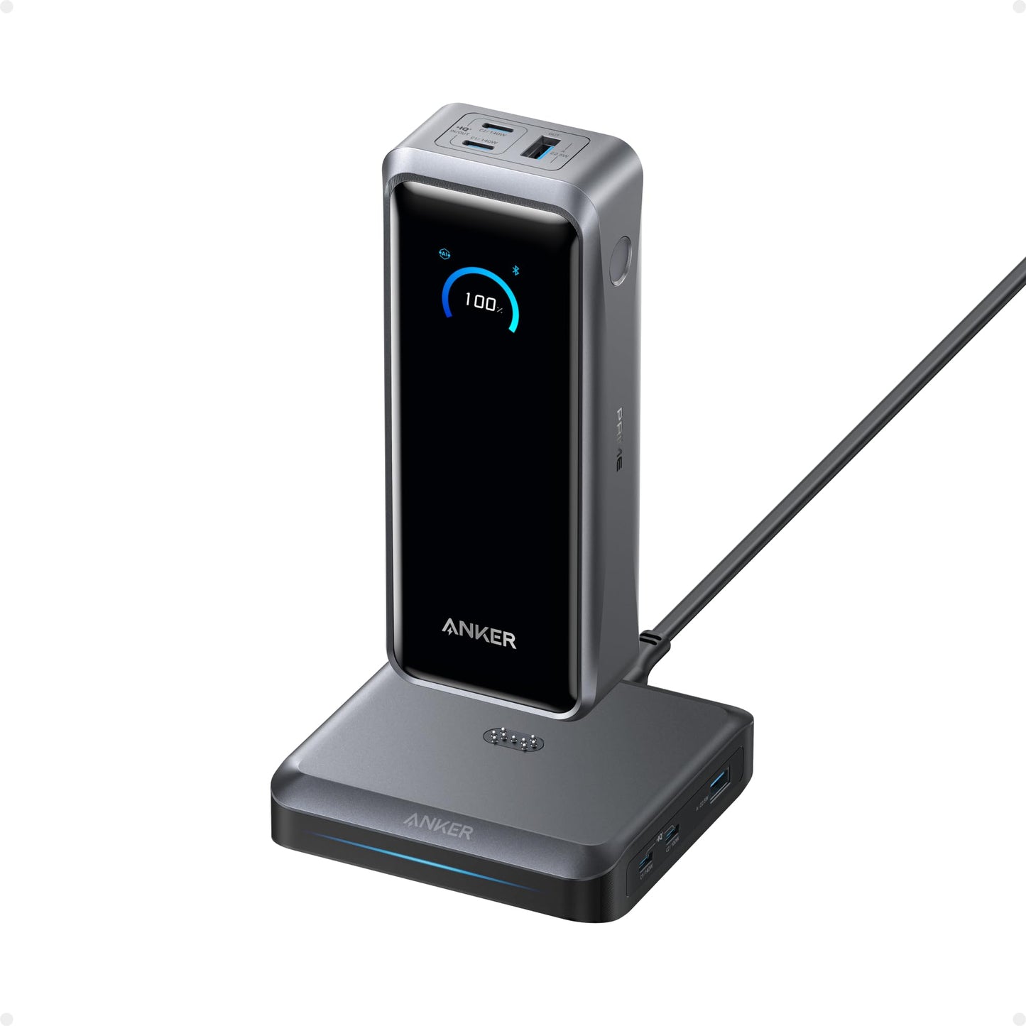 Anker Prime Power Bank and Charging Base, 26,250mAh 300W Max Portable Charger with Base for 6 Devices, Two-Way Charging, TSA-Approved, App Control, for MacBook, iPhone 17/16 Series, and More