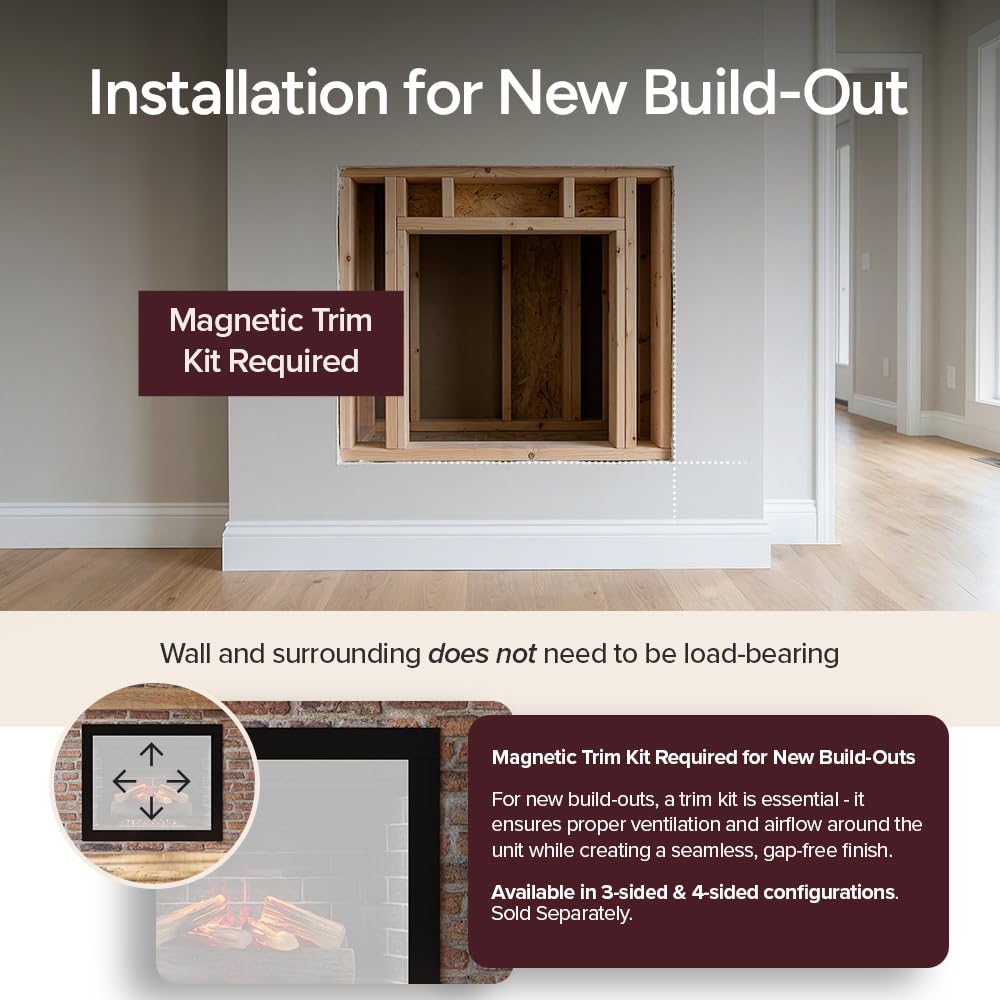 Modern Ember Uptown - Smart Home Electric Fireplace Insert, Electric Heater Heats up to 400 sq. ft., Wall Fireplace Electric with Remote Control for Heat Settings and Flame Colors, 28-inch