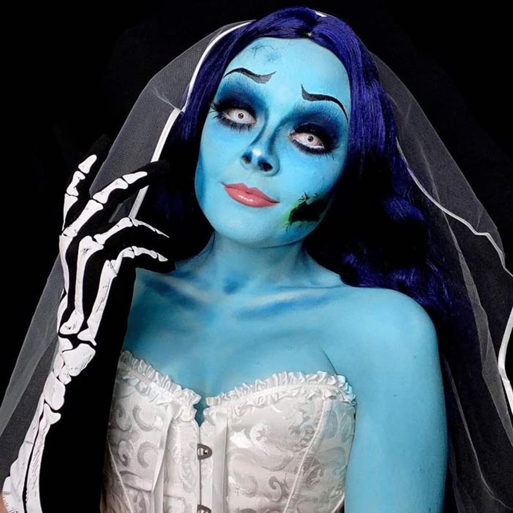 Mysense Light Blue Face Body Paint Makeup,Water Activated Painting for Adults Children Sally Corpse Bride Cosplay SFX Costume Fe