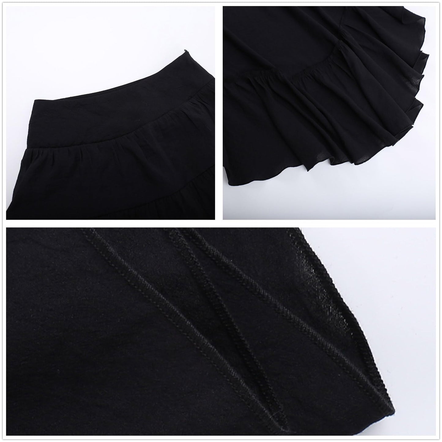 Twfsgirl Goth Long Maxi Skirts Women Y2k Black High Low Punk Emo Ruffle Tiered