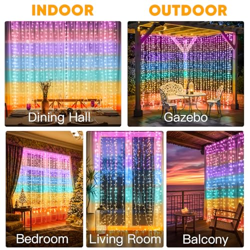 suddus Curtain Lights for Bedroom, 320 Led 9.8ft x9.8ft Hanging String Lights Indoor, Curtain String Lights for Backdrop, ...