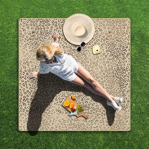 Cuslnox Picnic Blankets Waterproof Foldable Extra Large,80"x 80" Outdoor Beach Blanket Sandproof,3-Layer Lightweight Handy...