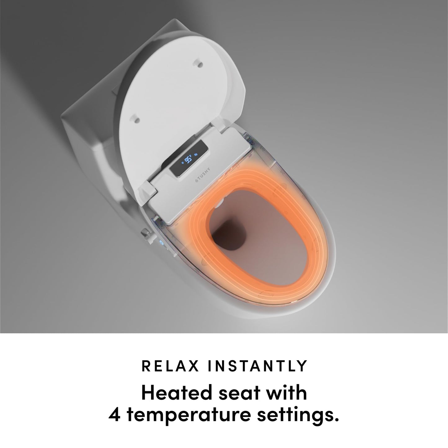 TUSHY Aura Luxury Electric Bidet Seat: Heated Toilet Seat with Temperature Control, Self-Cleaning Nozzle, Instant Adjustable Warm Water & Dryer (Remote Control & Auto Open, Soft Close Lid), Elongated