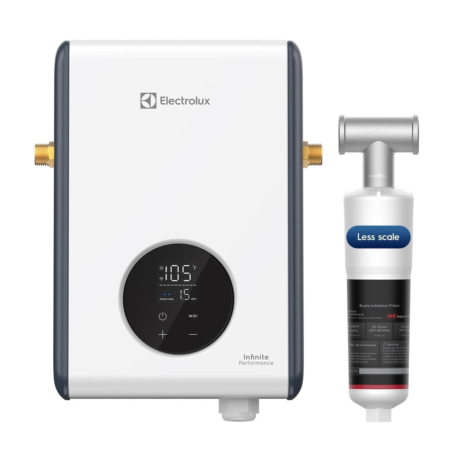 Electrolux 14kW Tankless Water Heater Electric 240V - Smart WiFi & Alexa, On Demand Hot Water Heater Electric, Max 3.4 GPM, With Scale Inhibitor, Space-Saving Instant Hot Water Heater for Shower