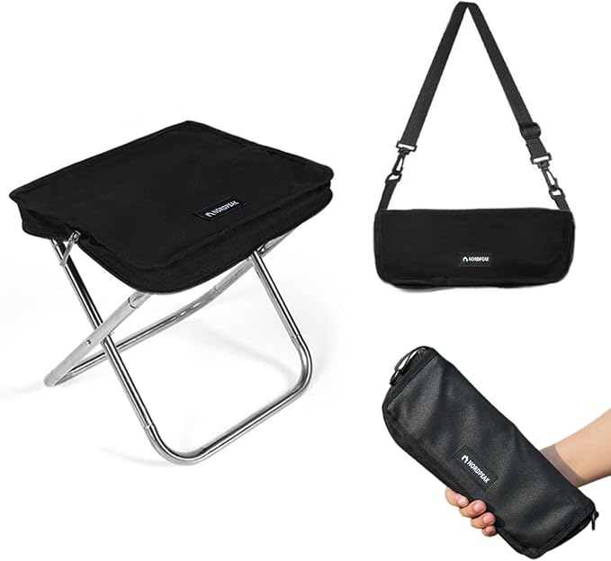 Lightweight Camping Stool 1.5lbs & Compact 12" - 350lbs Capacity! 3-Second Setup Portable Folding Stool with Shoulder Stra...