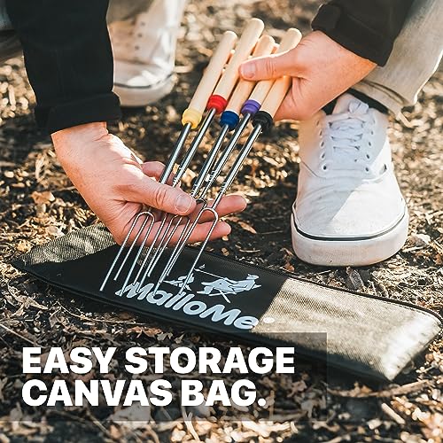 MalloMe Smores Sticks for Fire Pit Long - Marshmallow Roasting Sticks Smores Kit - Smore Skewers Hot Dog Fork Campfire Coo...