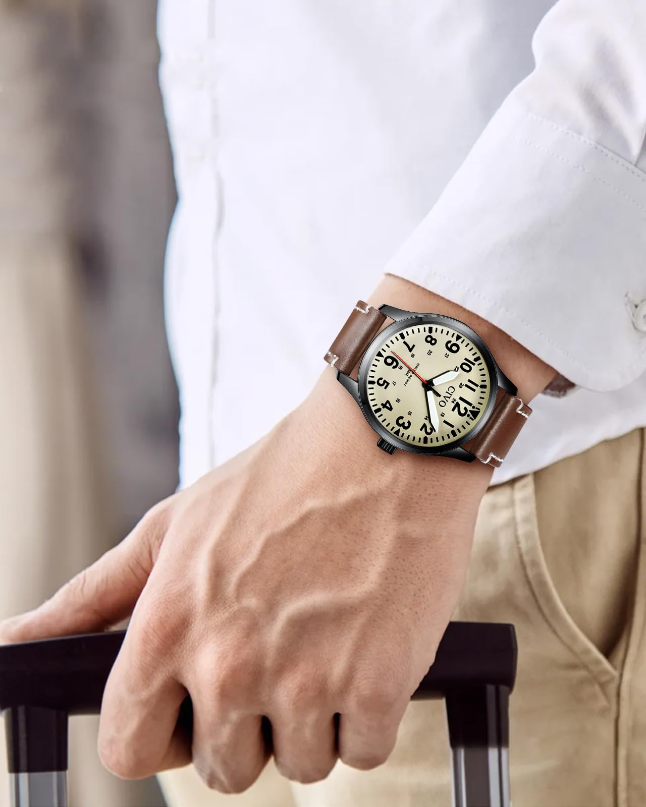 CIVO Analog Wrist Watches for Men: Leather Mens Watches Casual Design, Easy to Read, Waterproof