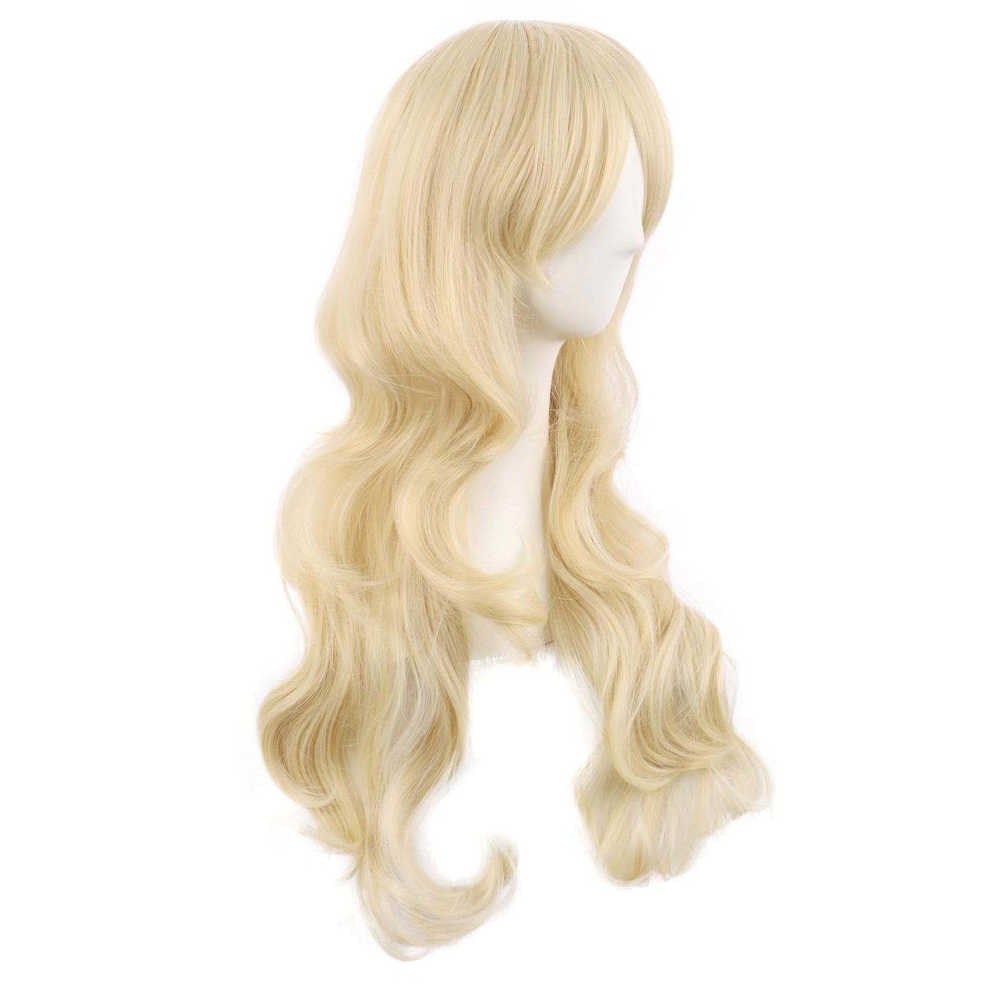 MapofBeauty 28 Inch/70 cm Charming Women Side Bangs Long Curly Full Hair Synthetic Wig (Mixed Blonde)