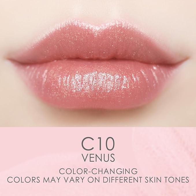 CATKIN Tinted Lip Balm Glitter Lip Stain Ultra Hydrating Lip Moistrurizer Chapstick with Vitamin E Nourishing For Cracked & Dry Lips 0.12 oz C10 Venus - Peach Pink