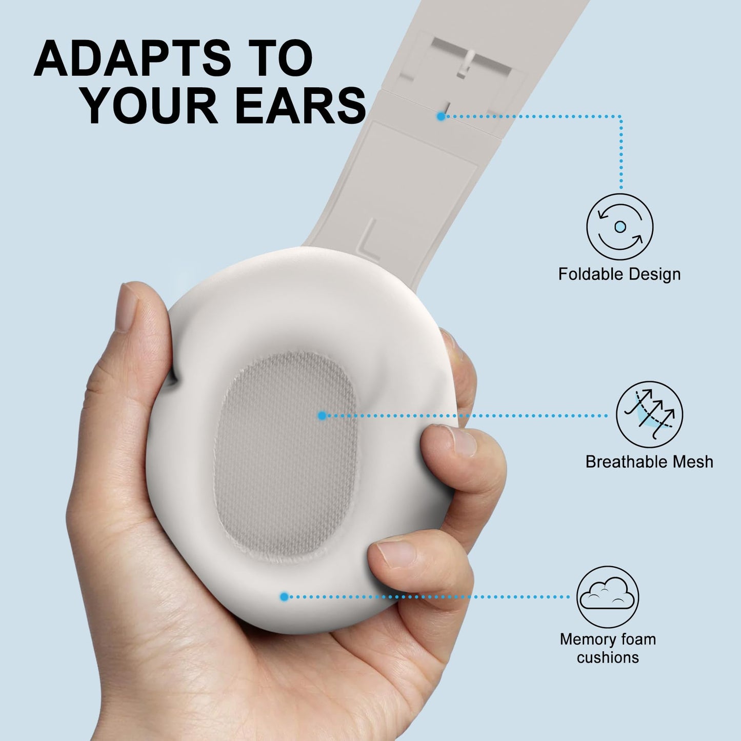 Fisher Active Noise Cancelling Headphones, Over Ear Wireless Bluetooth 5.3 w Microphone, Lightweight Comfortable Headset for Home Travel, 16H Playtime, Rechargeable, Hi-Res Sound Audio, Deep Bass