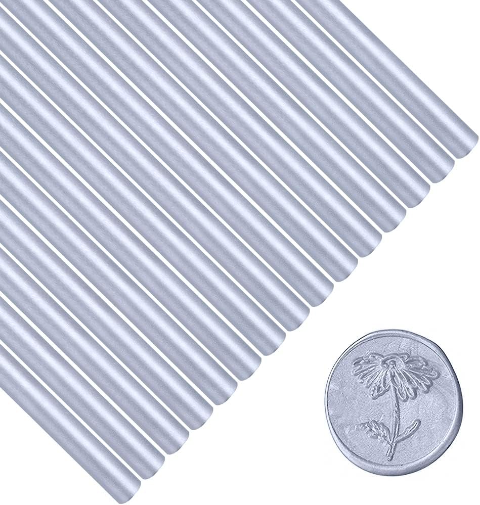 Wax Seal Sticks, Afobby 15 Pieces Glue Gun Sealing Wax Sticks for Wax Seal Stamp, Silver Wax Sealing Sticks for Wedding Invitations, Cards, Envelopes