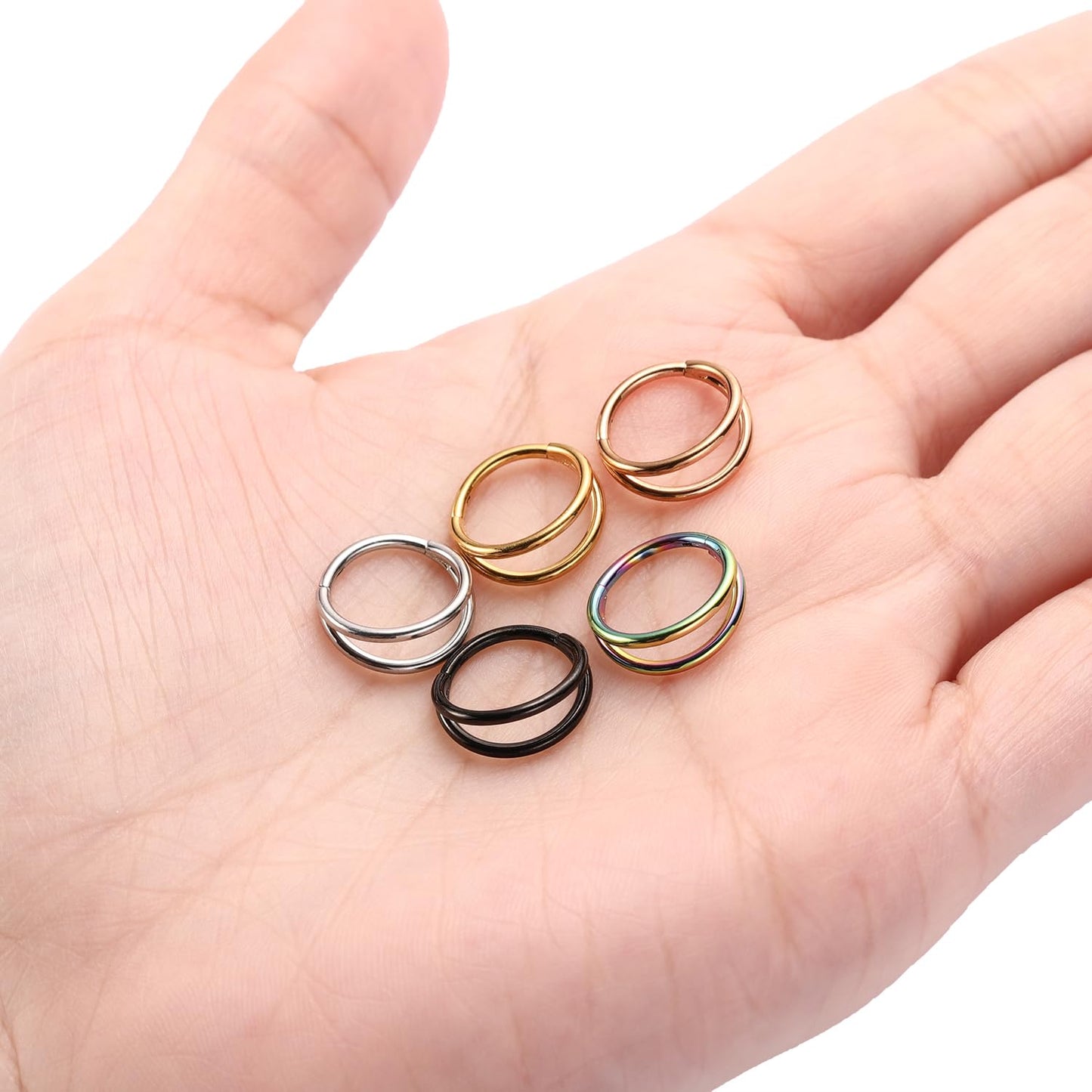 PEAKLINK 20G Conch Hoop Ring Double Open Stacked Septum Rings Cartilage Earrings 316L Surgical Steel Septum Nose Rings 10mm Lobe