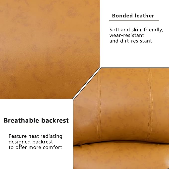 A Ainehome Living Room Furniture Set Bonded Leather Recliner Sofa Set Loveseat Chair Furniture Sofa Set for Living Room/Small Space/Rv/House/Office/Theater Seating (AA-Ginger Leather, Chair)