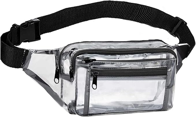 Clear Fanny Pack Stadium Approved Transparent Waist Bag for Women,Fashion Belt Bag Bum Bag for Festival Travel Beach Conce...