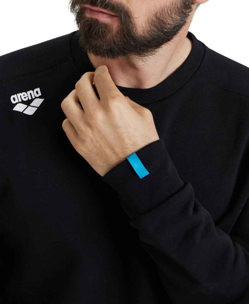 ARENA Unisex Adults Solid Cotton Sweatshirt Active Men’s and Women’s Long Sleeve Crew Neck Regular Fit Pullover Top, Black, Medium