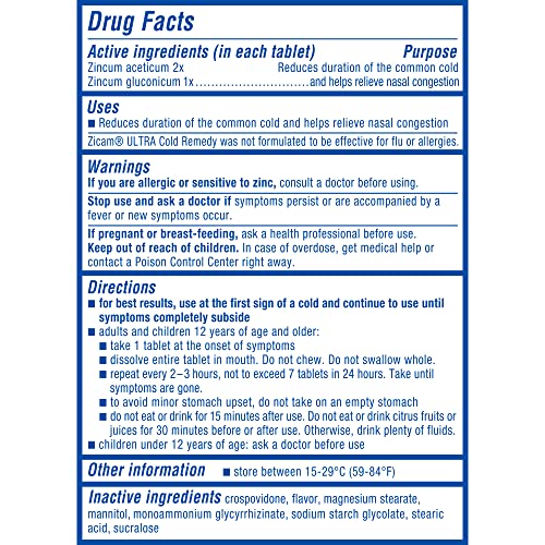 Zicam Cold Remedy Zinc Rapidmelts | Orange Cream Flavor | Shortens Cold Duration | Sugar-Free | Homeopathic